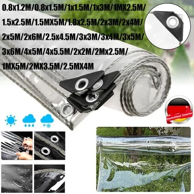 MARKENLOS PVC Transparente Plane mit Ösen Schutzplane LKW Folie Klare Garten Wasserdichte