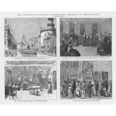 PHILADELPHIA Centennial Celebrations Ausstellungsszenen - antiker Druck 1876