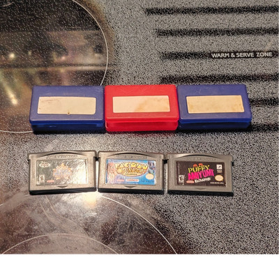 Game Boy Advance SP Cartridge Cases Blue Red Pac-Man Pinball Poker AmiYumi
