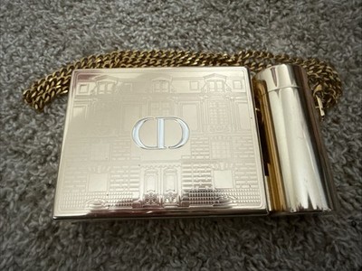 Christian Dior Gold 4 Piece Lipstick Case With Chain