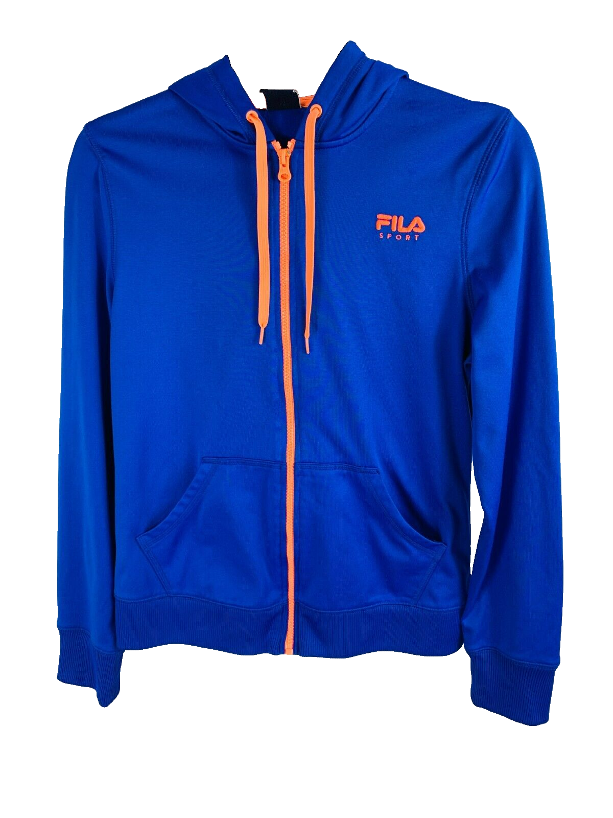Fila Sport Felpa con Cappuccio e Zip Donna Tg Small Blu Royal e Arancione