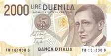 Italy  2000  Lira  3.10.1990  P 115  Series  TB-G  Circulated Banknote MPCH