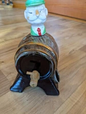 Vintage Ceramic Keg Barrel Decanter Old Man Cork Stopper Japan - Empty