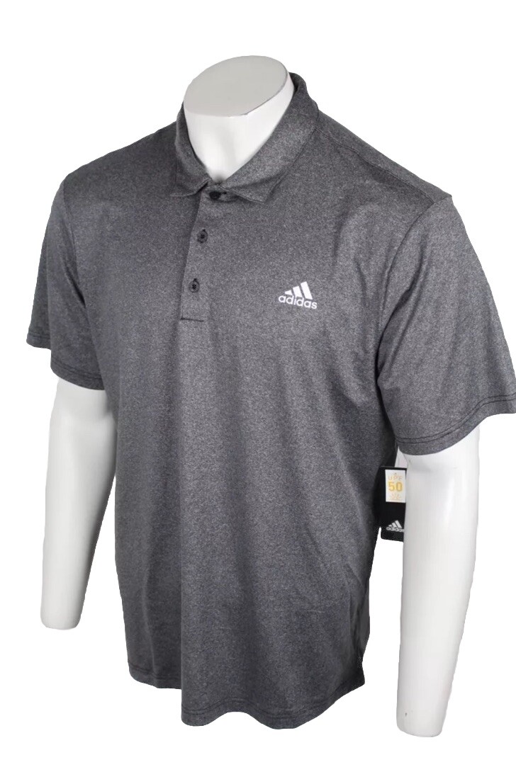 Adidas Men's Golf Polo Ultimate UPF 50 ADVS20R773- Grey Heather- Size:  Small