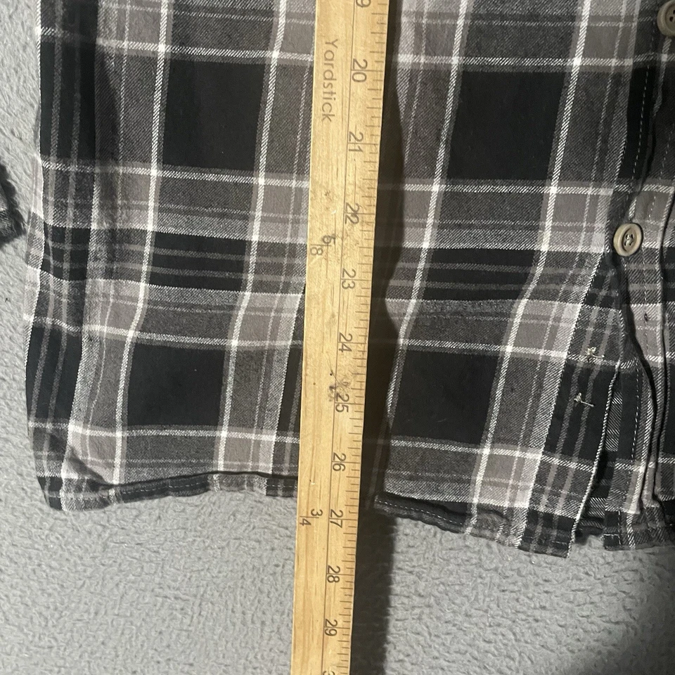 Коричневая фланелевая рубашка мужская средний размер серая клетчатая тяжелая для работы на открытом воздухе с длинным рукавом - Изображение 4 из 4