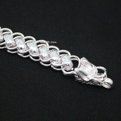 Pure 999 Fine Silver Bracelet Women Men 9mm Dragon Head Curb Link