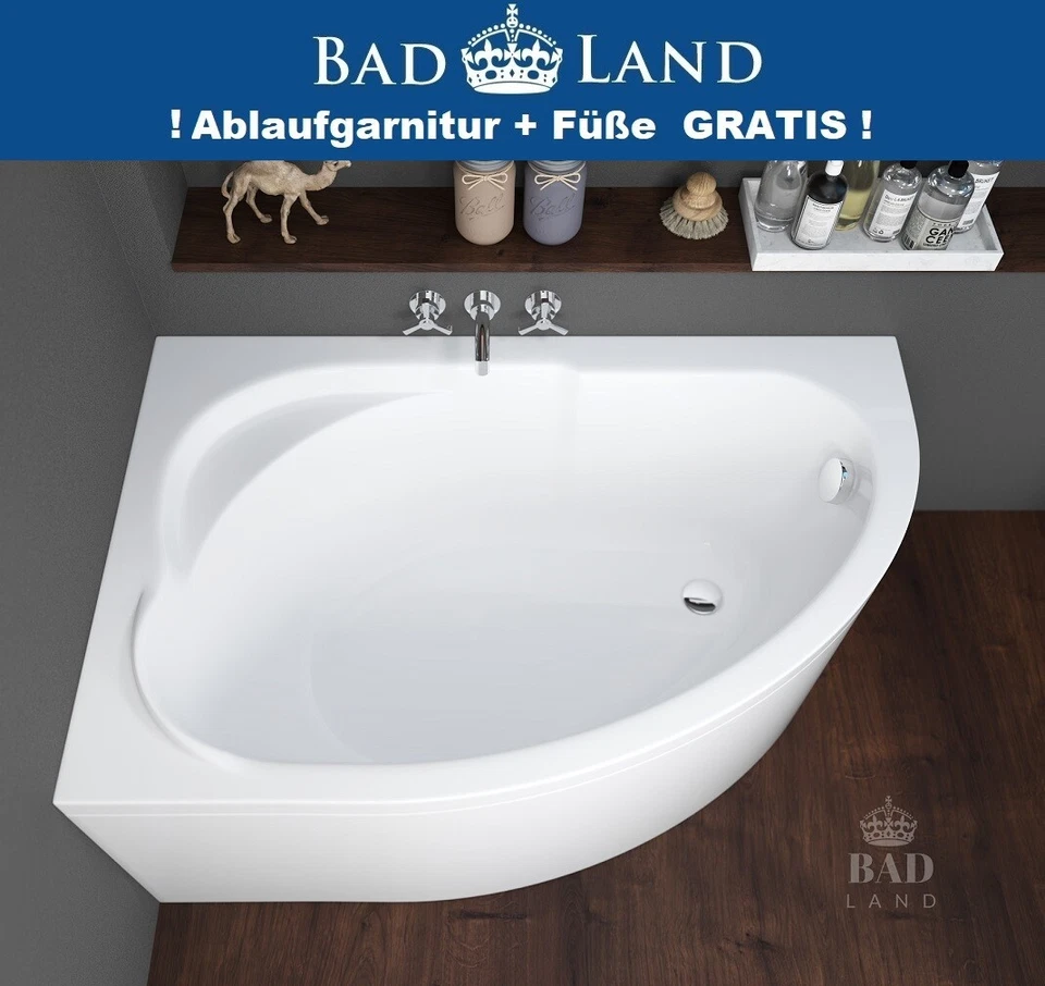 POLIMAT Eckbadewanne Eckwanne 130x85 RECHTS Schürze Ablauf Füße GRATIS !