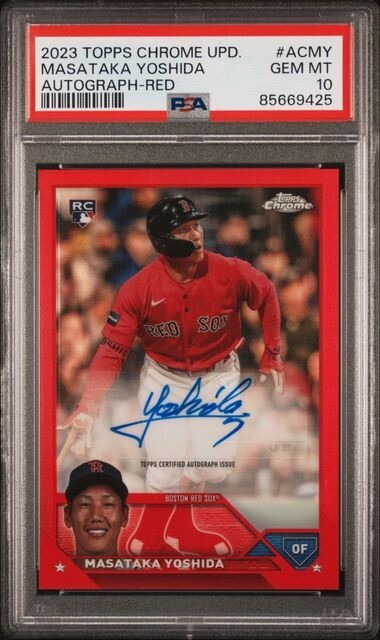 MASATAKA YOSHIDA 2023 Topps Chrome #ACMY ROOKIE AUTO RED /5 COLOR MATCH! PSA 10