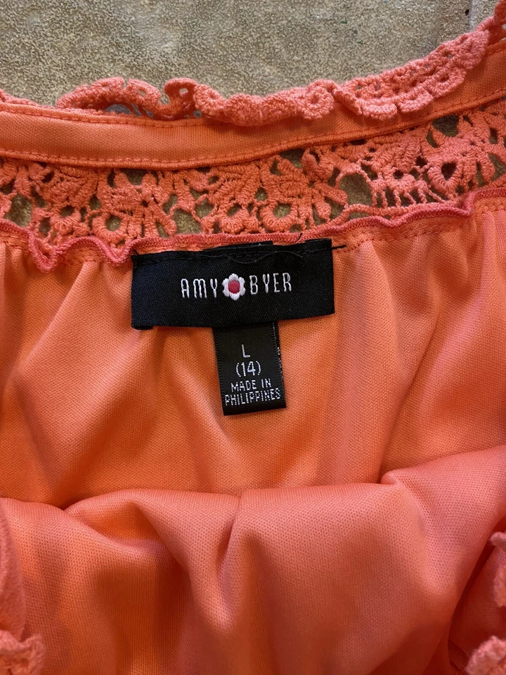 AMY BYER YOUTH GIRLS CORAL OFF SHOULDER TOP SIZE L 14 - Image 3 of 3