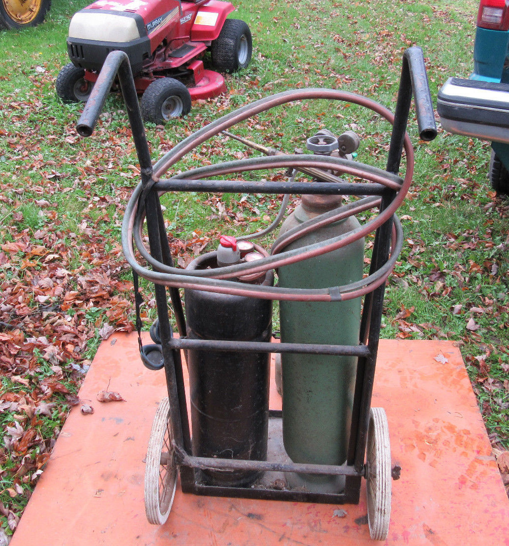 Vintage Oxygen acetylene tanks & cart man cave shop movie set 1930s 40s 1950s eBay