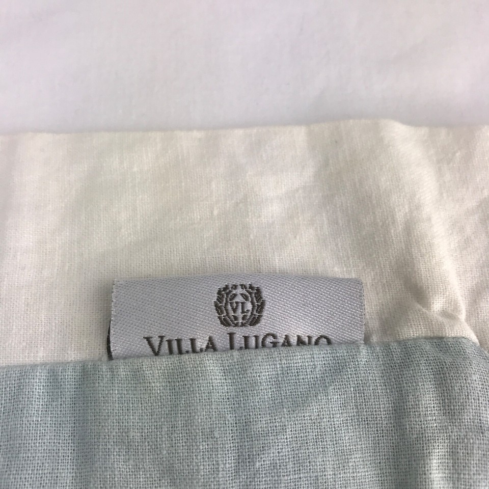 VILLA LUGANO Blue & White Linen Blend Set of Two Standard/ Queen Pillow