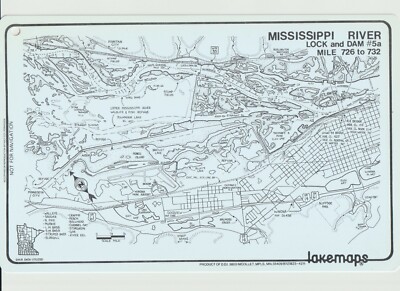 Vintage Lakemaps Waterproof Plastic Map - Mississippi River Lock and