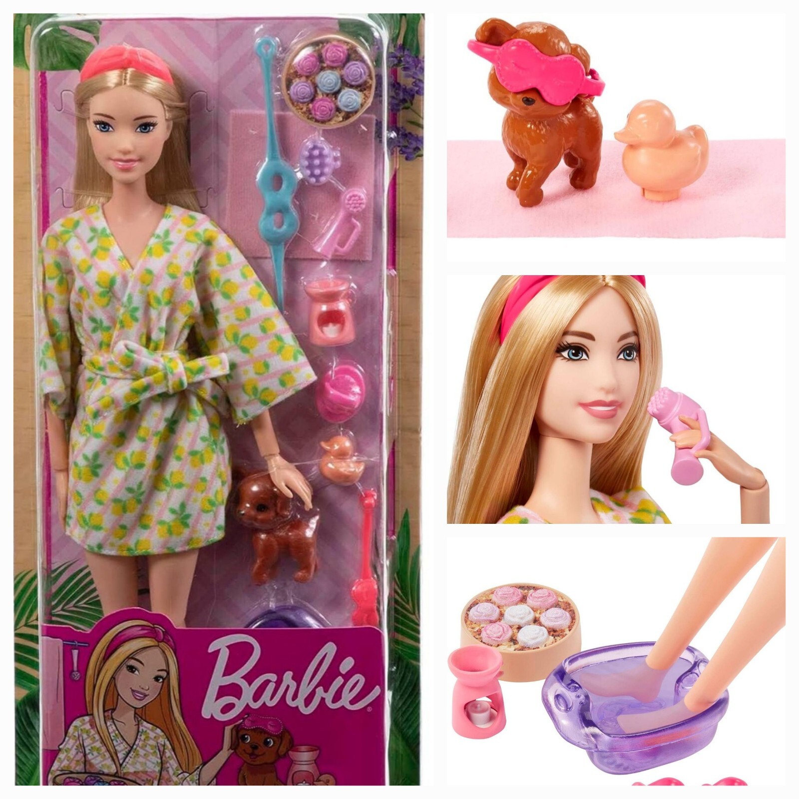 BARBIE Spa Doll, Straight Hair Beauty Clothing & Accessories Pet Puppy Play Toy