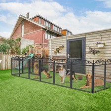 Large Dog Whelping Pen Box with Floor Mat 8 Panels Fence Pet Playpen Metal Cage