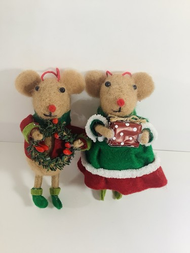 Weihnachtsdeko 2 Stück gefilzte Wollmäuse Weihnachtsschmuck LESEN