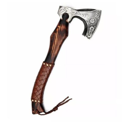 Forged Viking Axe, Carbon Steel Battle Axe, Viking Bearded Camping Axe, Gift Men