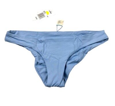 L*Space Women's Aura Blue Solid Sandy Classic Bikini Bottom Swimwear Size Small