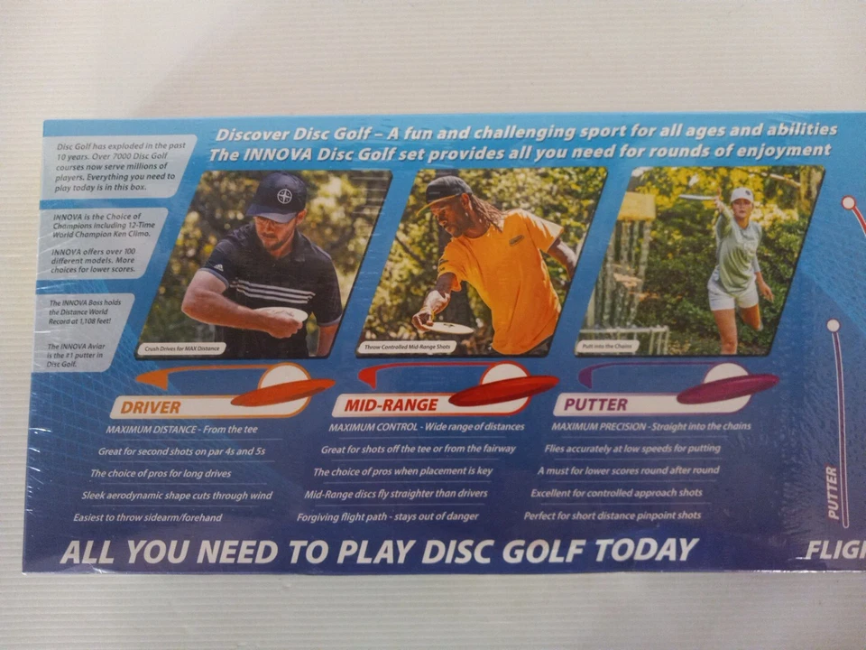 Innova Disc Golf Starter Set Paquete de 3 Driver - Naranja Medio - Rojo Putt - Amarillo Nuevo Foto 3 de 4