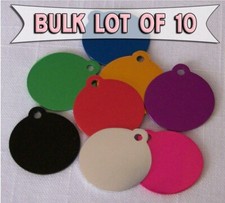 Bulk lot 10 Ten round Pet ID Identification tag Custom Engraved Rescue Dog