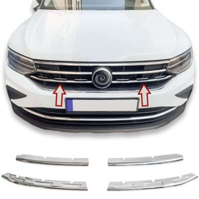 Edelstahl Kühlergrill Leisten passend für VW Tiguan II + Allspace Facelift|2020>