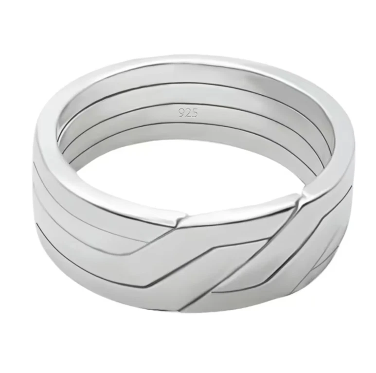 Puzzle Anillo 4 Bandas Unidad Criss Cruz Nudo 925 Plata Puzzle Anillo para Hombres Mujeres Foto 2 de 4