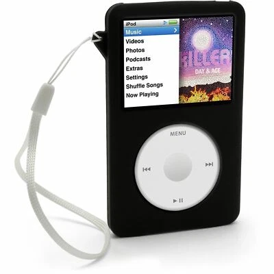 IGADGITZ Noir Silicone Gel Etui Housse Case Cover pour Apple iPod Classic 80/120 & 160Go