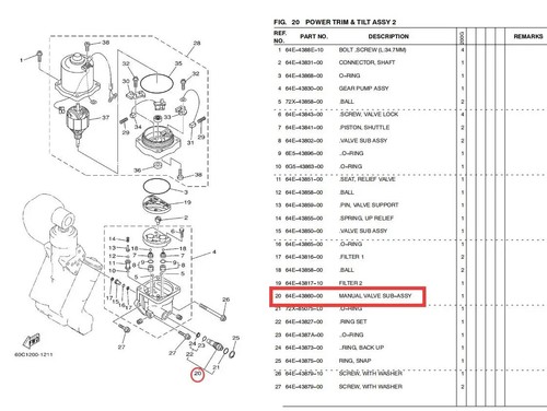 64E-43860-00 Pressure Release Valve For Yamaha Outboard Motor PTT Trim Tilt Assy - Picture 6 of 6