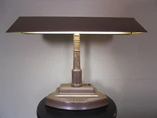 Vintage Mid Century Brown Metal Enamel Drafting Industrial Era Desk Lamp 