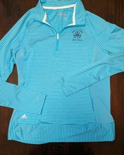 Adidas Women's Blue Long Sleeve Performance Polo Blue Summer Active US Open Golf