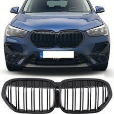 KÜHLERGRILL DOPPELSTEG NIEREN GRILL PASST FÜR BMW X1 F48 AB 19 GLÄZEND SCHWARZ