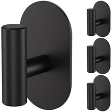 4 Pack Black Adhesive Hooks Heavy Duty-Max 26lb, Wall Hooks for Shower, Bathroom