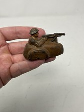 Vintage Barclay Manoil WWI Motorcycle Machine Gunner Side Car Missing Wheel