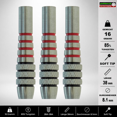     Dart Darts Barrel Barrels Griffstück Soft 85% Tungsten 38x8,1 mm 16g 16 gr