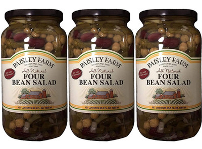 Natural Four Bean Salad, 35.5Oz Glass Jar (Pack of 3, Total of 106.5 Oz)