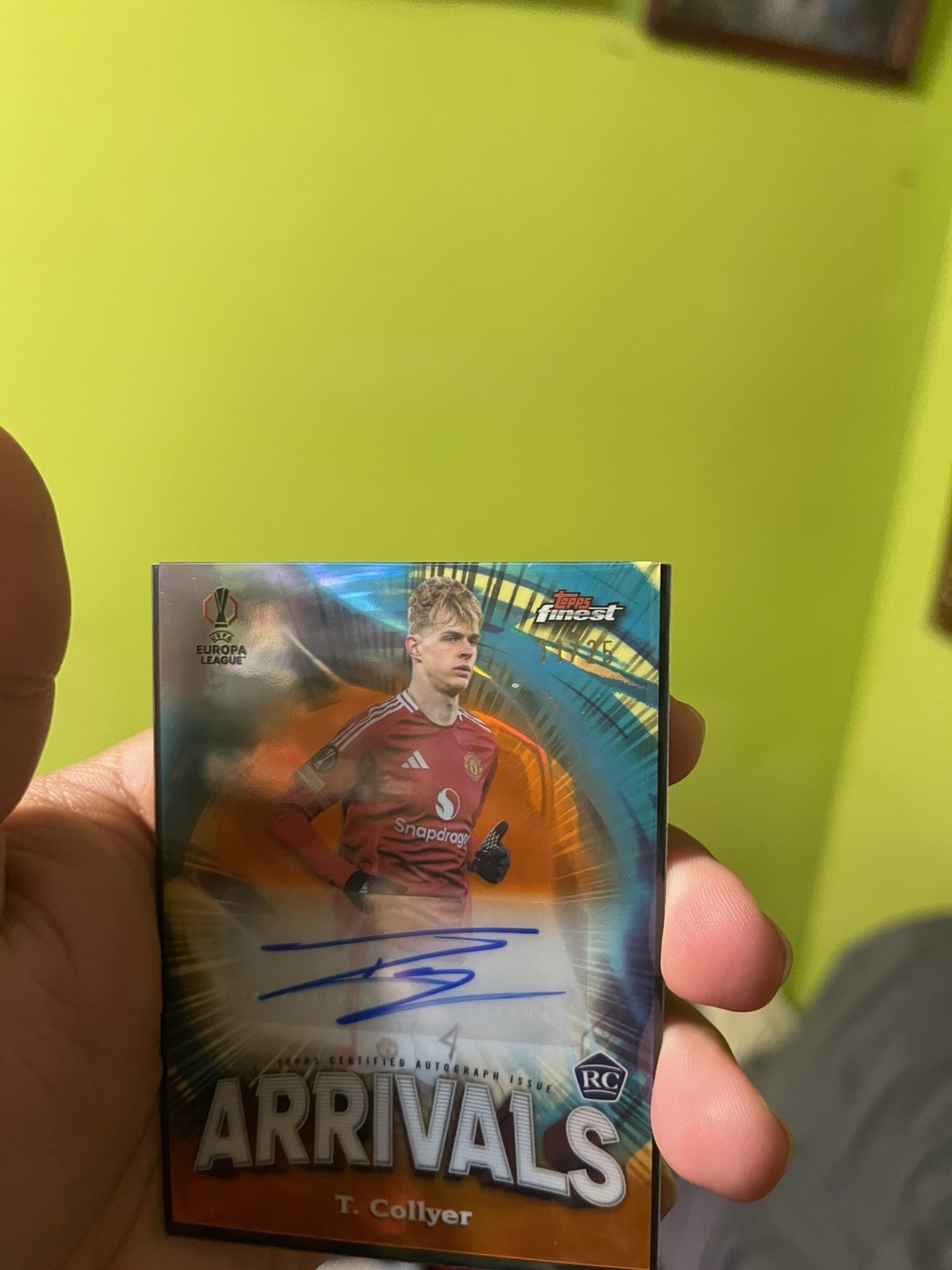 2024/25 Topps UEFA Competitions Finest Toby Collyer Arrivals Orange Auto 11/25 view 3