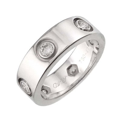 カルティエ  LOVE RING 750 47 Cartier Love Ring Full Diamond 6P 18K White Gold 750 size47 3.75-4