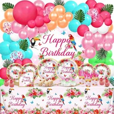 Tropical Festive Birthday Party Supplies Tableware and Decorations Set