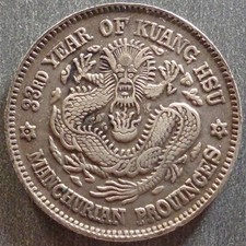 China - Manchurian Provinces, Silver Dragon 20 Cents, ND (1910), toned