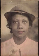Vintage 5x7 Hand-Tinted Portrait Photo African American Woman Hat 1930s studio