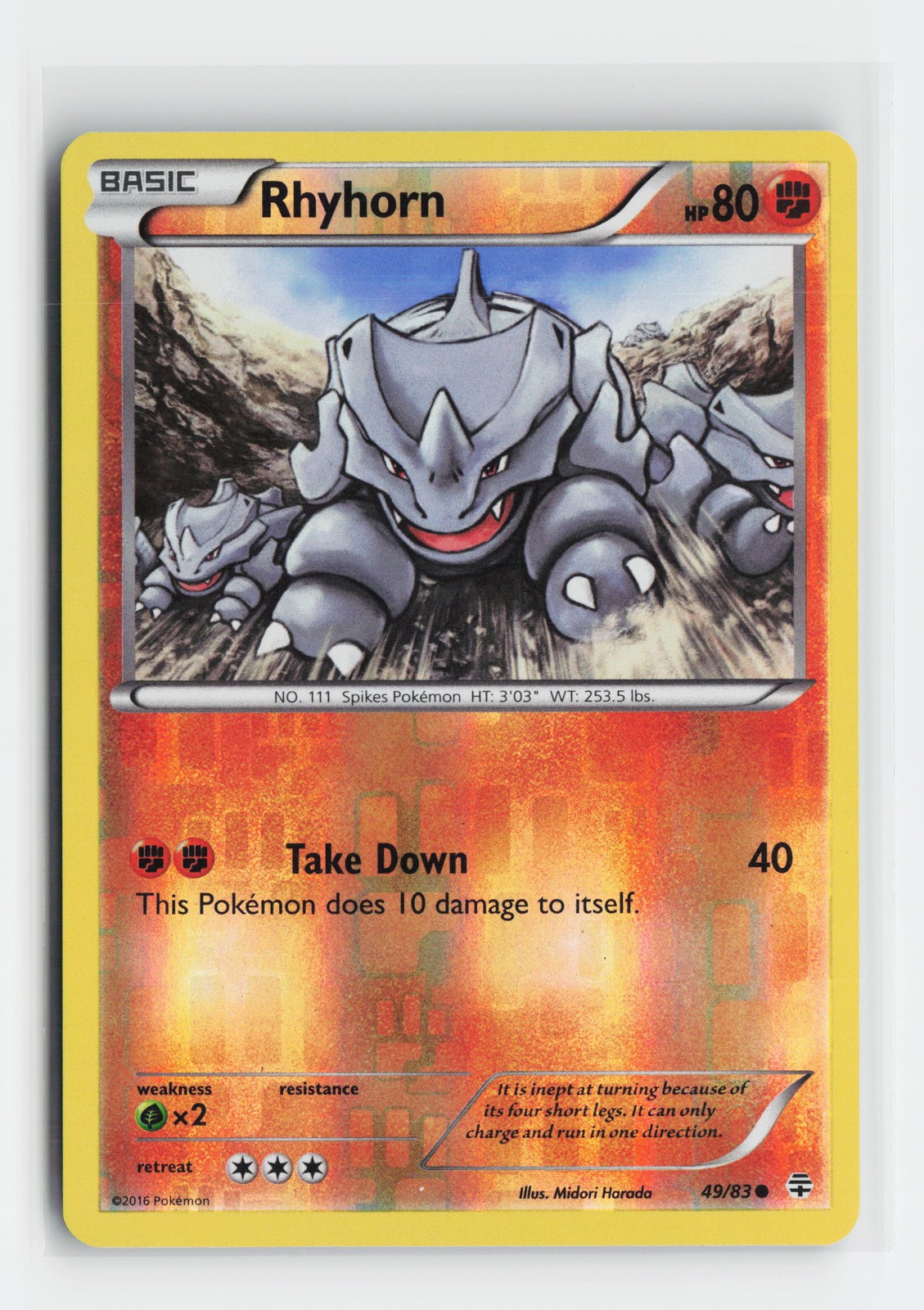 Rhyhorn 49/83 Common Generations Reverse Holofoil Pokemon NM