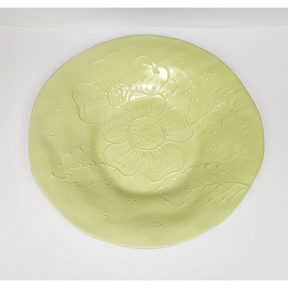 Sole Di Toscana Hand-Made/Painted in Italy Green Monochromatic Serving Platter - Image 2 of 4