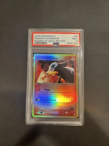 Team Magma's Houndour 35/95 Team Magma Vs Team Aqua Reverse Holo PSA 9