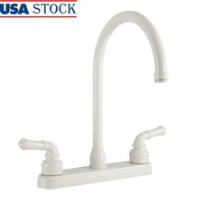 RV Kitchen Faucet Dual Lever Gooseneck Brass High Rise Easy Install 2 GPM New