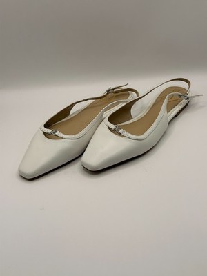 Sam Edelman Women's Cleo White Leather Slingback Flats Sz 7.5