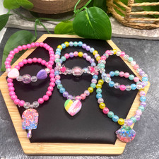 6 PC Child  s Kid Beaded Stackable 2  Diameter Plus Stretch Bracelet Set B710