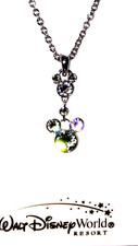 Disney Parks Arribas Mickey Drop Necklace Clear Made with Crystal from Swarovski