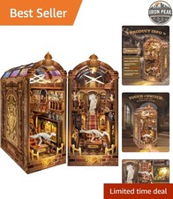 Book Nook Kit Yellow LED Wooden 3D Puzzle Museum Bookshelf Insert Decor