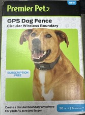PREMIER PET GPS DOG FENCE CIRCULAR WIRELESS BOUNDARY DOG COLLAR 20LBS 6 MONTH 