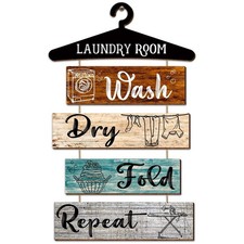 5 Pieces Laundry Room Decor Rustic Vintage Farmhouse Room Rules Hanging Sign ...