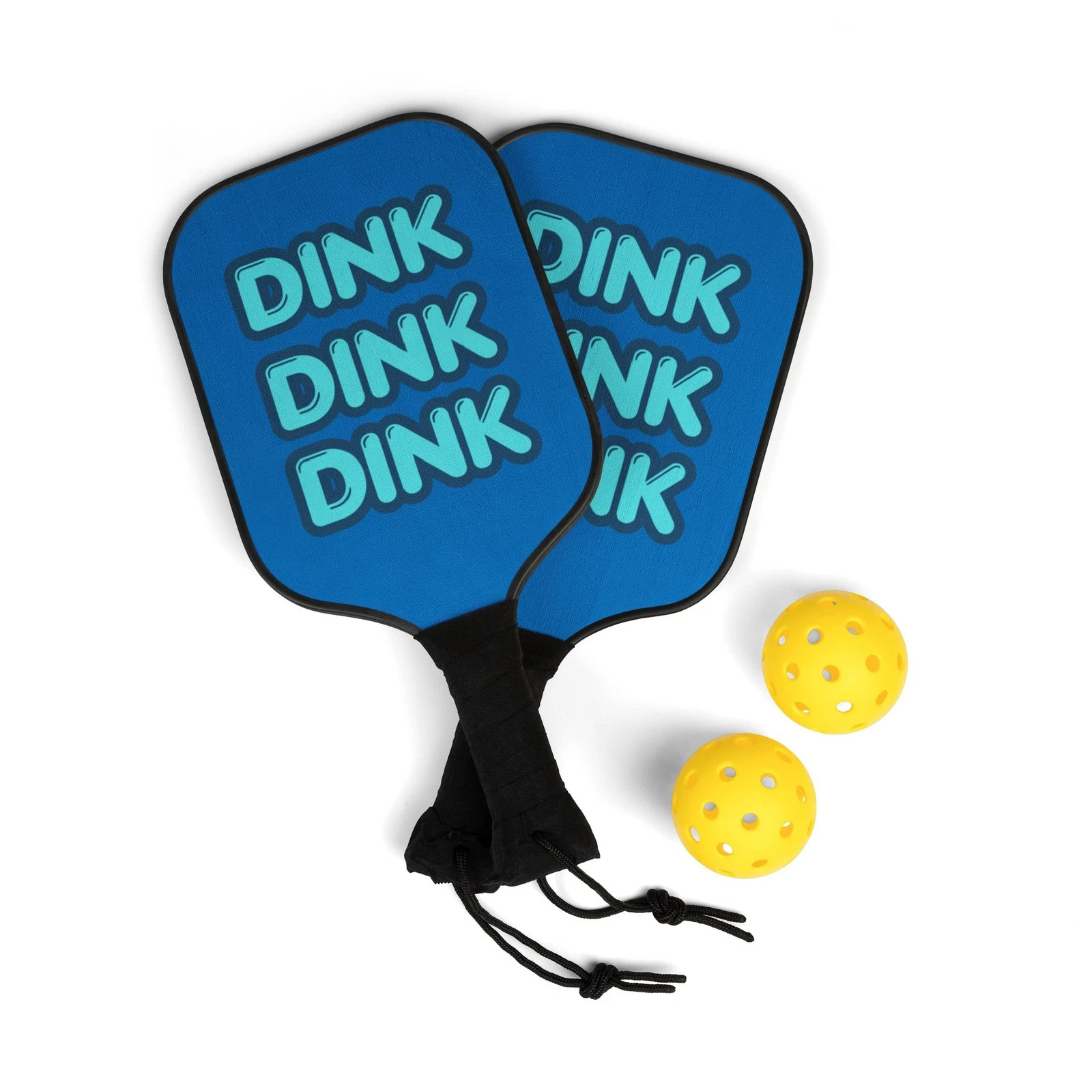 Pickleball Paddles Set – 'DINK DINK DINK' Blue Paddle Kit with Balls